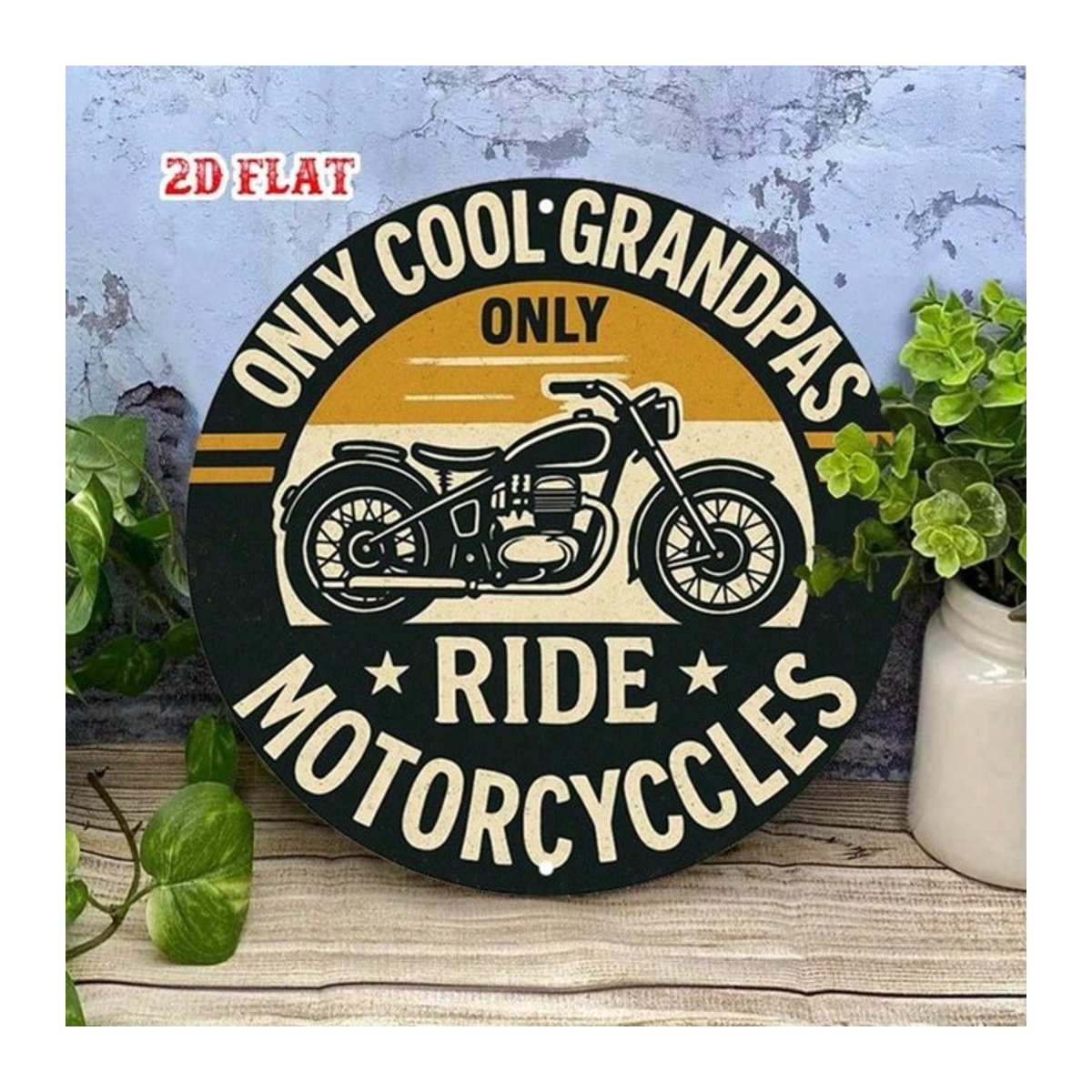 HogWild Vintage Motorrad Metall-Wandschild Retro Blechschild für Garage und Männerhöhle, mehrfarbig, B/T/H: 20,32 x 20,32 x 20,32 cm - Bild 1