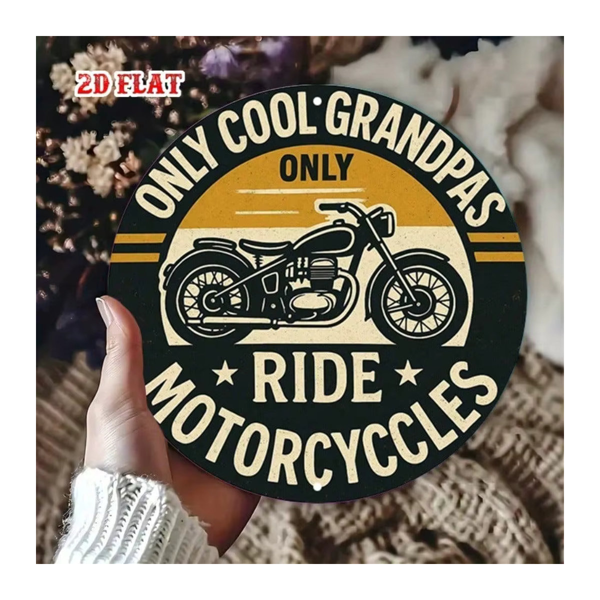 HogWild Vintage Motorrad Metall-Wandschild Retro Blechschild für Garage und Männerhöhle, mehrfarbig, B/T/H: 20,32 x 20,32 x 20,32 cm - Bild 3