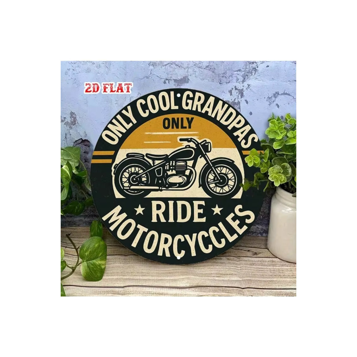 HogWild Vintage Motorrad Metall-Wandschild Retro Blechschild für Garage und Männerhöhle, mehrfarbig, B/T/H: 20,32 x 20,32 x 20,32 cm - Bild 4