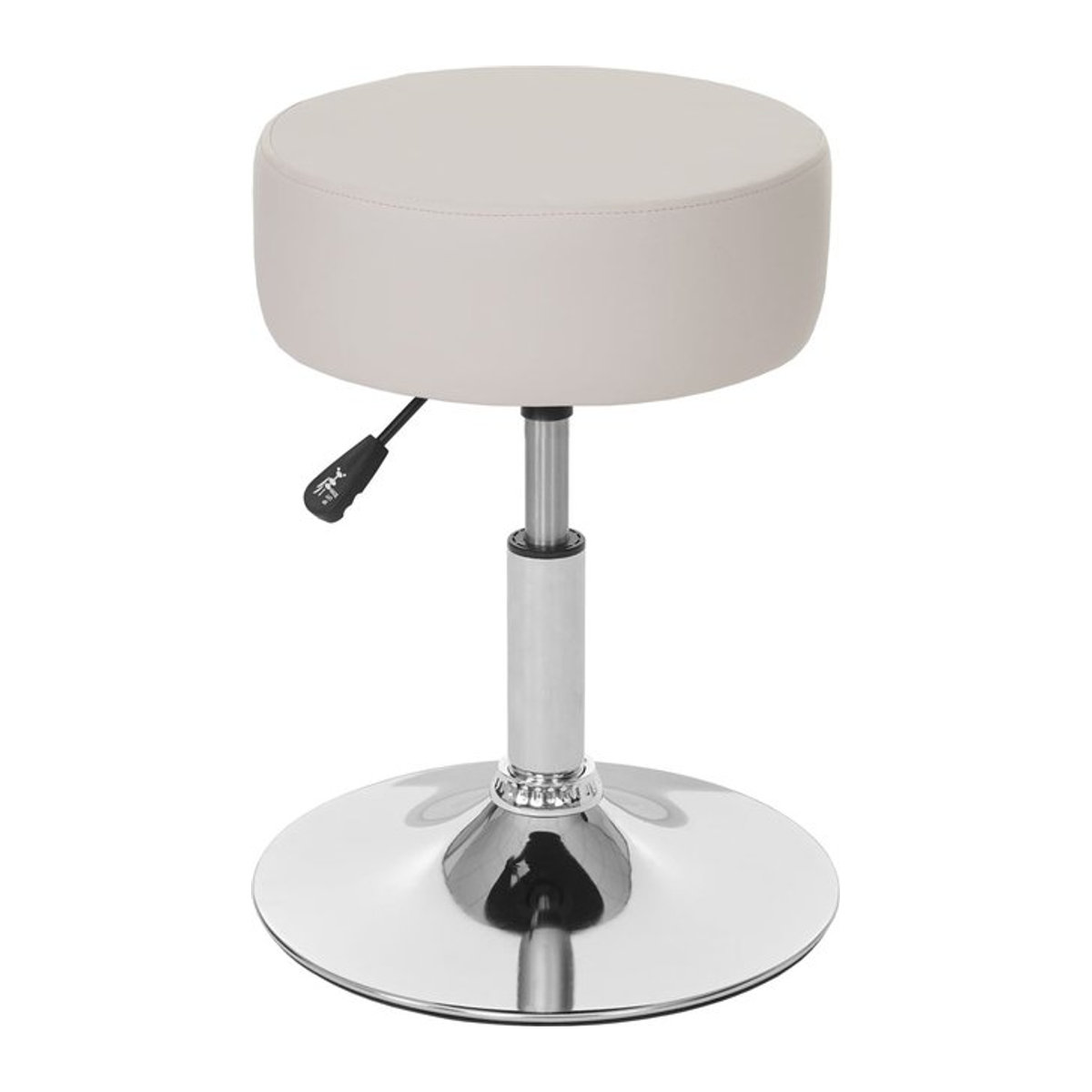 Höhenverstellbarer Polsterhocker MCW als Schminkhocker aus Kunstleder in Creme, Durchmesser: 35 cm - Bild 1