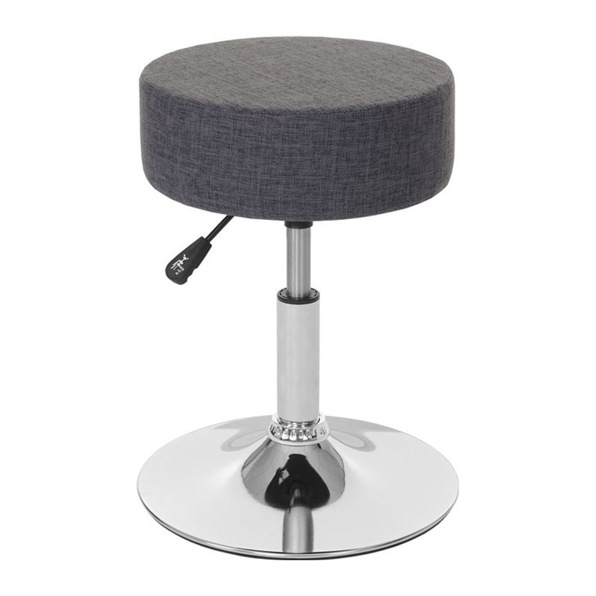 Höhenverstellbarer Polsterhocker MCW-C22 als Schminkhocker in Grau mit Textilbezug, Durchmesser: 35 cm - Bild 1