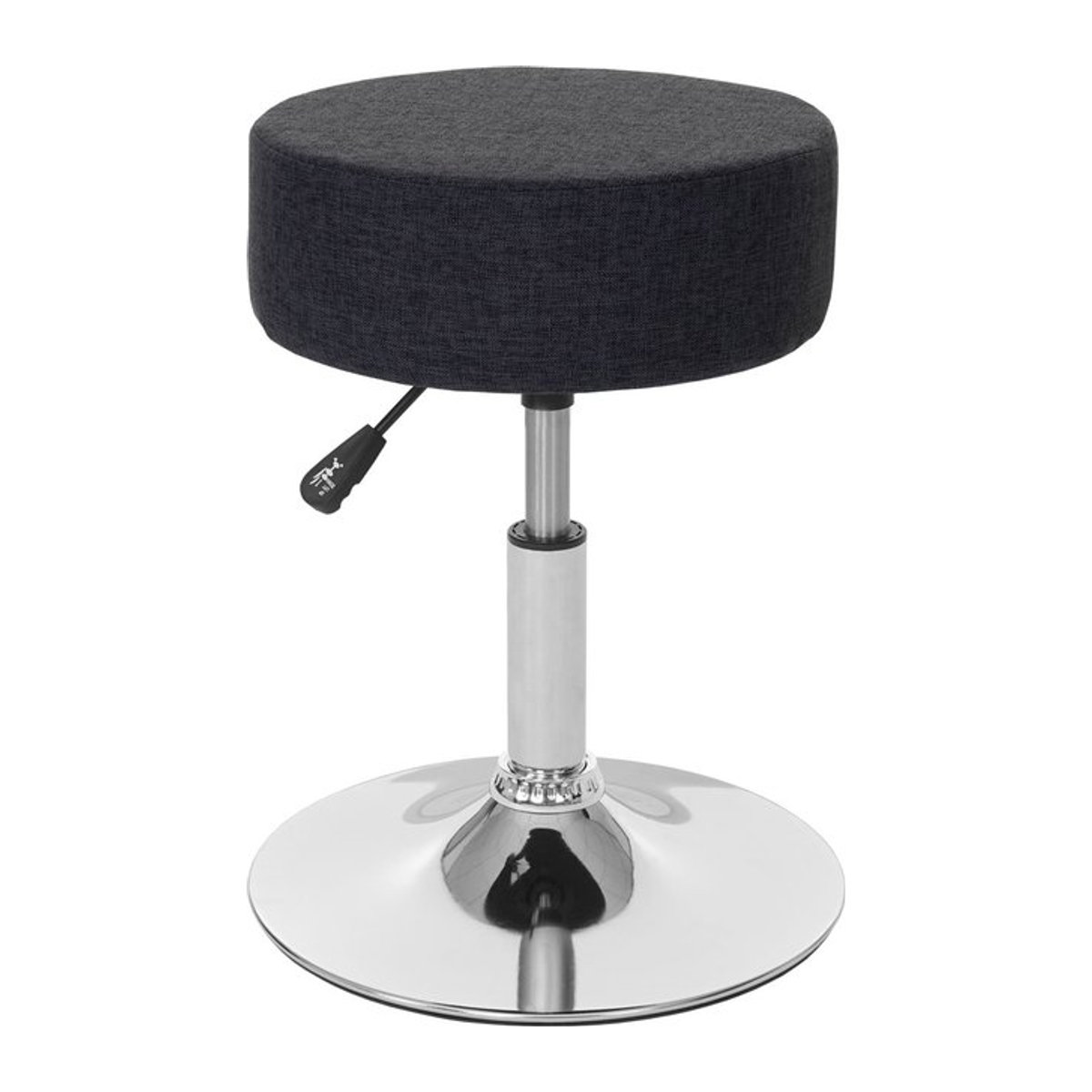 Höhenverstellbarer Polsterhocker MCW-C22 in Anthrazit und Grau aus Polyester-Stoff, Durchmesser: 35 cm - Bild 1