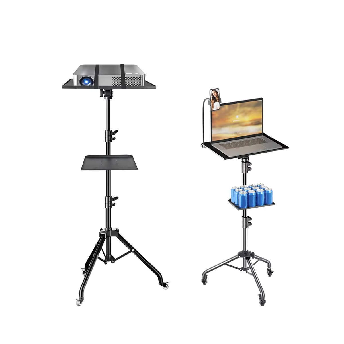 Höhenverstellbares Projektor-Stativ und Laptop-Stativ von SH in Schwarz für 23 bis 63 Zoll, Höhe: 145 cm - Bild 6