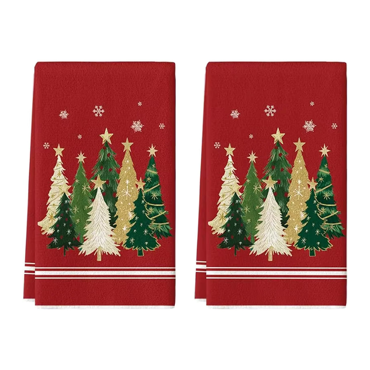 Holiday Home Essentials Set mit 2 roten Weihnachtsbaum-Küchentüchern, saugfähig, B: 40 cm, T: 60 cm - Bild 4