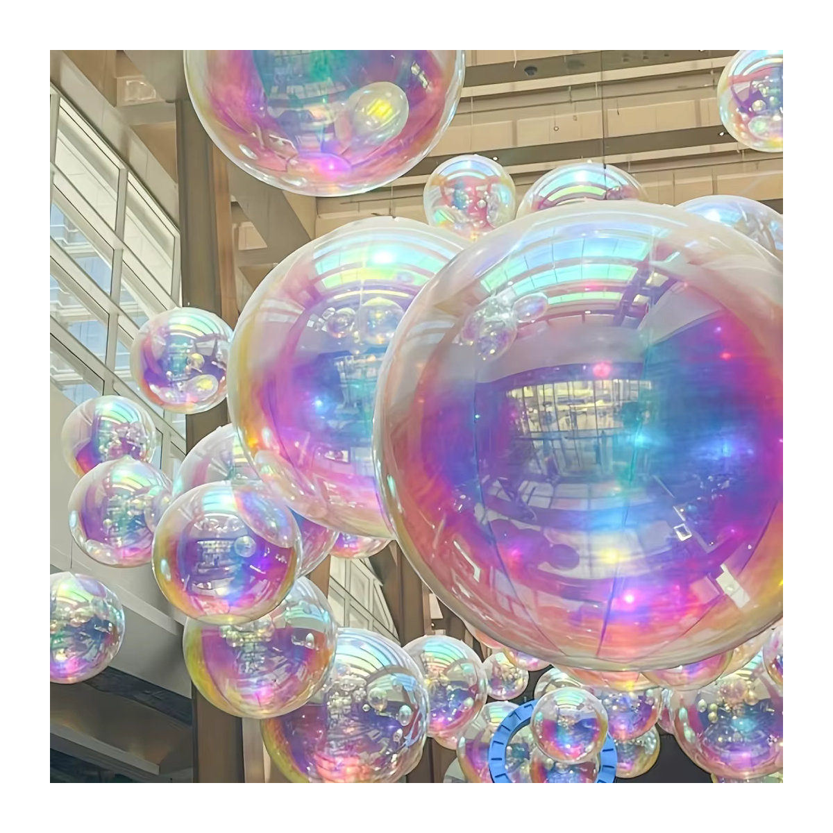 Holographische Regenbogen Folienballons in Mehrfarbig für Hochzeit und Geburtstag, runde aufblasbare Spiegelkugeln aus Kunststoff - Bild 3