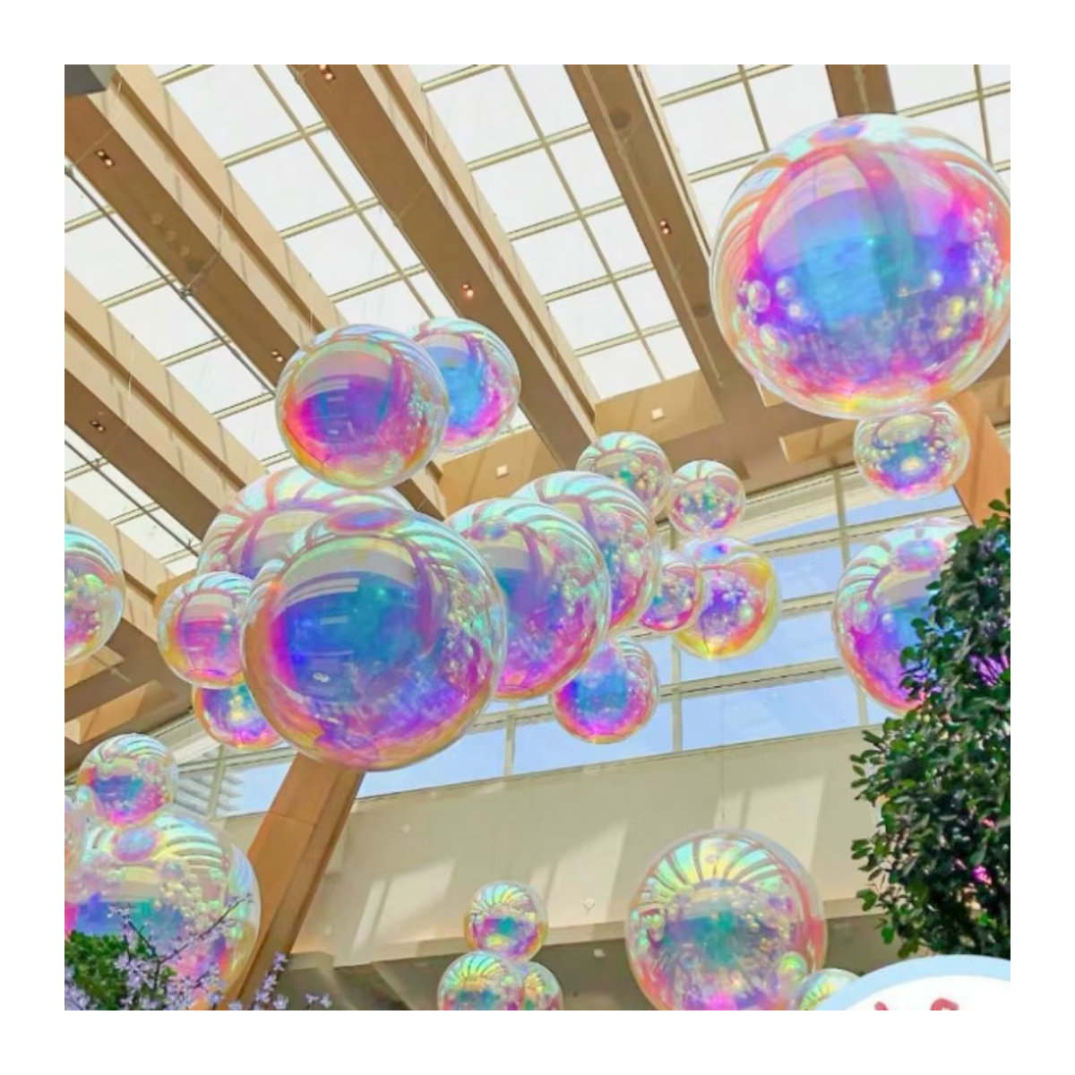 Holographische Regenbogen Folienballons in Mehrfarbig für Hochzeit und Geburtstag, runde aufblasbare Spiegelkugeln aus Kunststoff - Bild 6