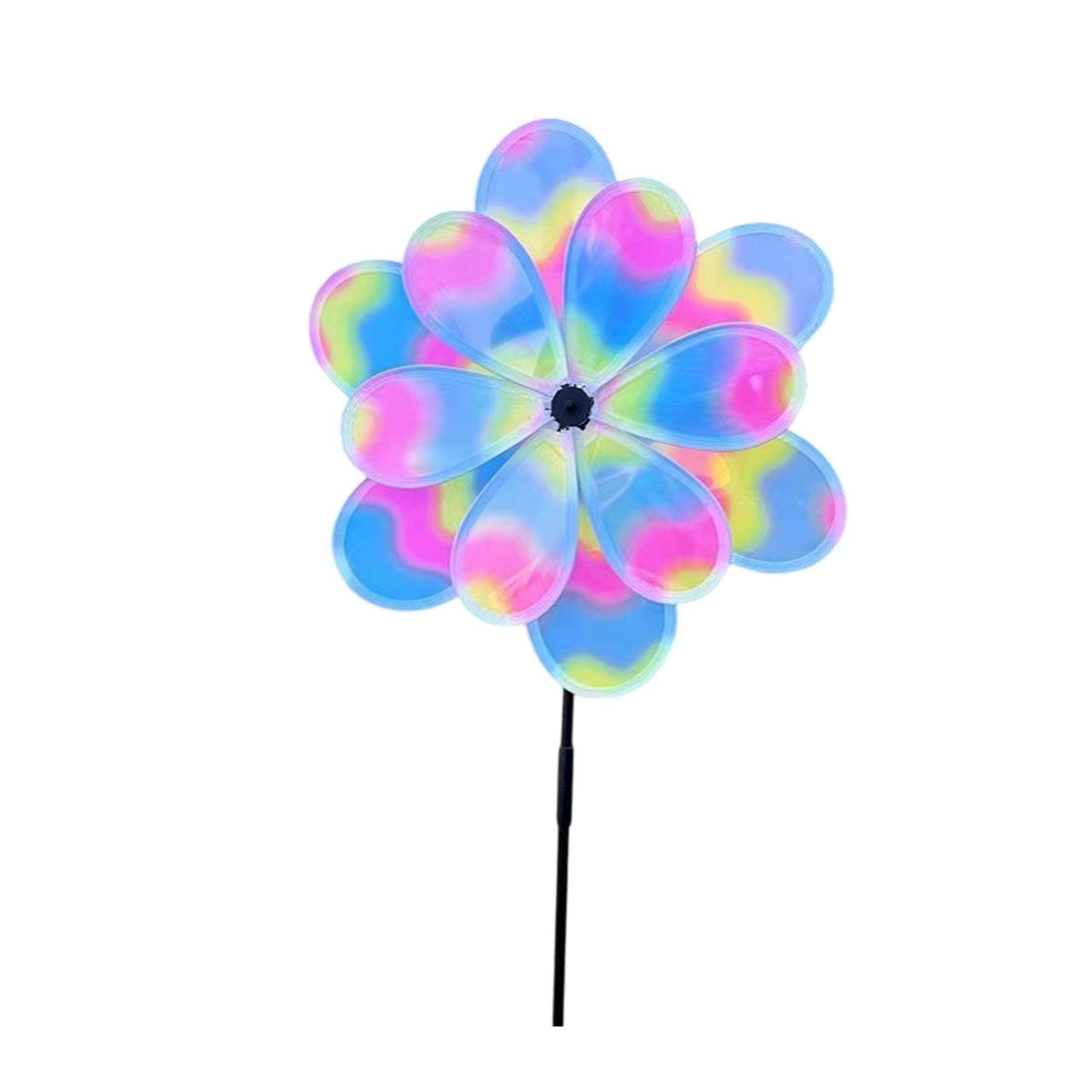 Holographischer 8-Blatt Doppelschicht Windspinner Bunt als Gartenstecker zur Vogelabwehr und Dekoration für den Außenbereich - Bild 6
