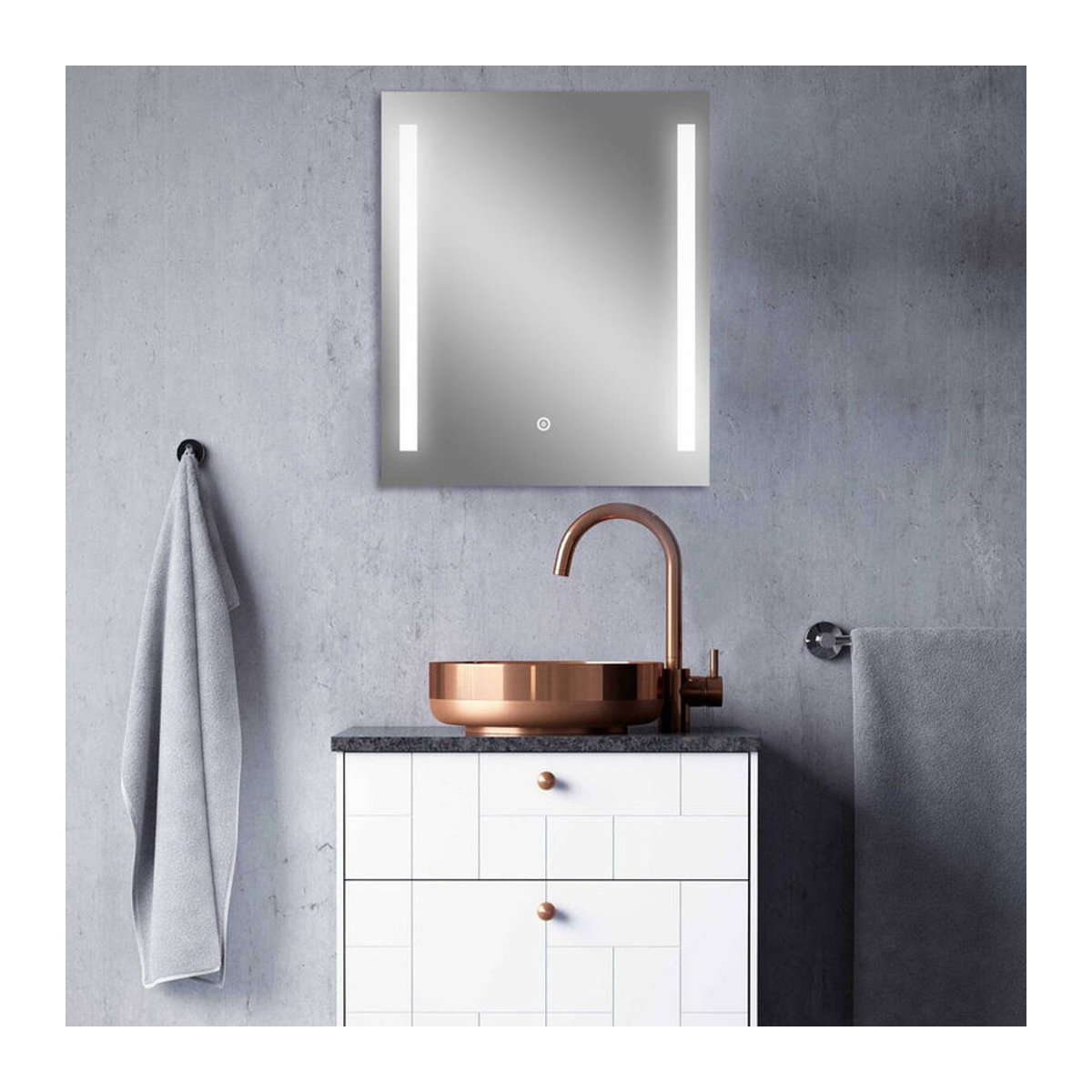 Hölscher Leuchten Wandspiegel 005 960 mit LED-Beleuchtung aus Metall und Glas, Rechteckig, B/H: 51 x 61 cm - Bild 2