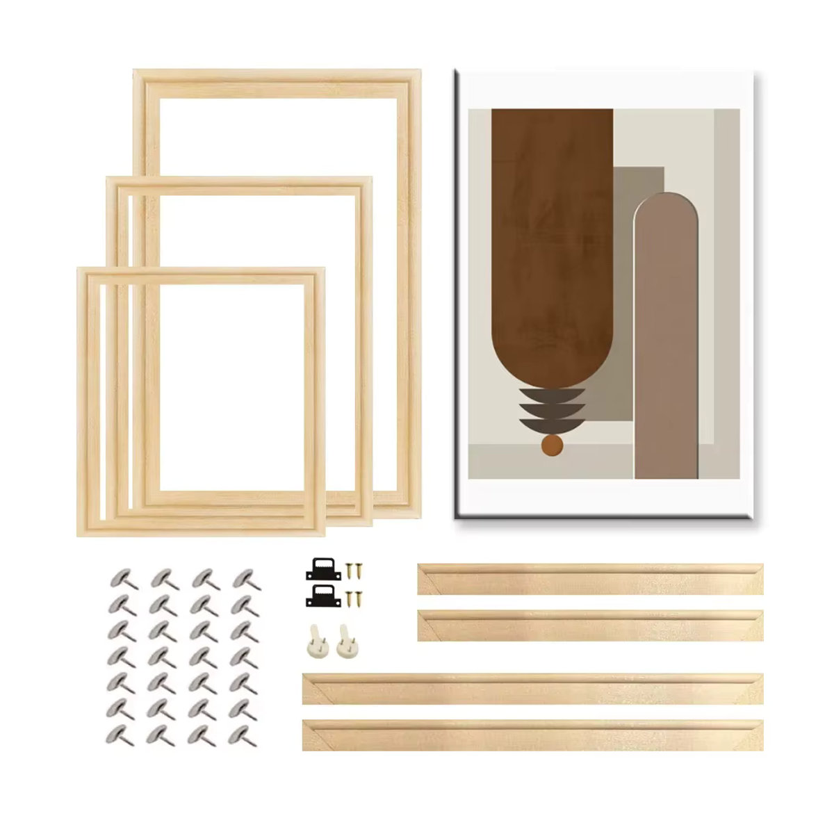 Holz Bilderrahmen Little PP in Braun und Beige für Wandmontage, Rechteckig, B/H: 50 x 70 cm - Bild 3