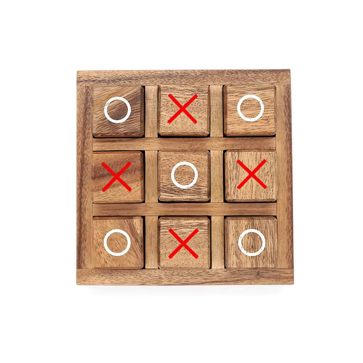 Holz Tic Tac Toe Brettspiel Preschool Rainbow in Natur und Nussbaum für die Familie - Bild 3