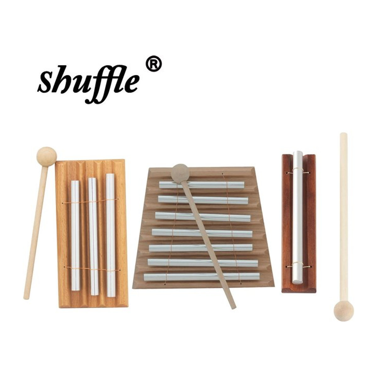 Holz Windspiel Tabletop Meditation Chime mit Mallet als pädagogisches Musikspielzeug und Perkussionsinstrument für Kinder in Silber - Bild 1