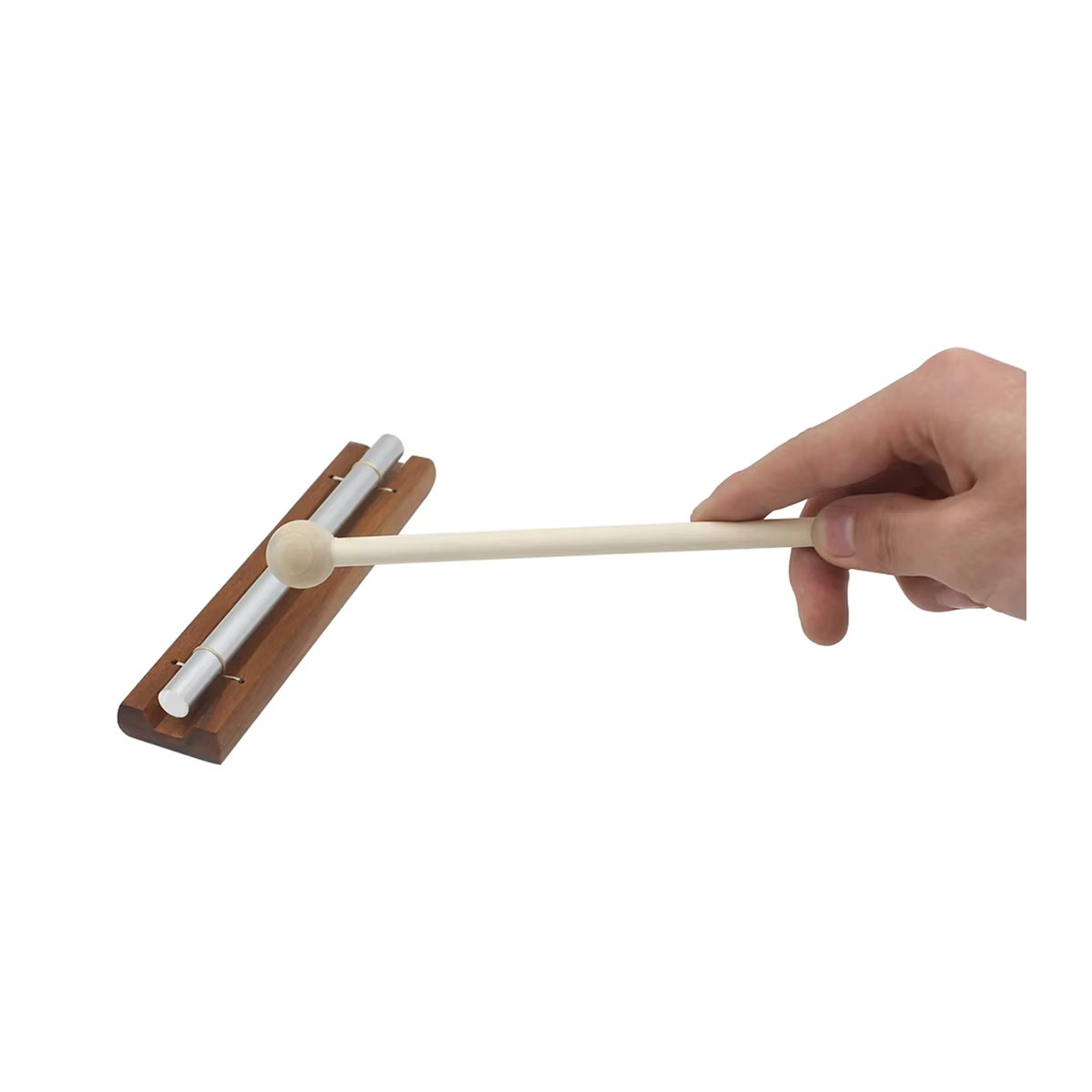Holz Windspiel Tabletop Meditation Chime mit Mallet als pädagogisches Musikspielzeug und Perkussionsinstrument für Kinder in Silber - Bild 2