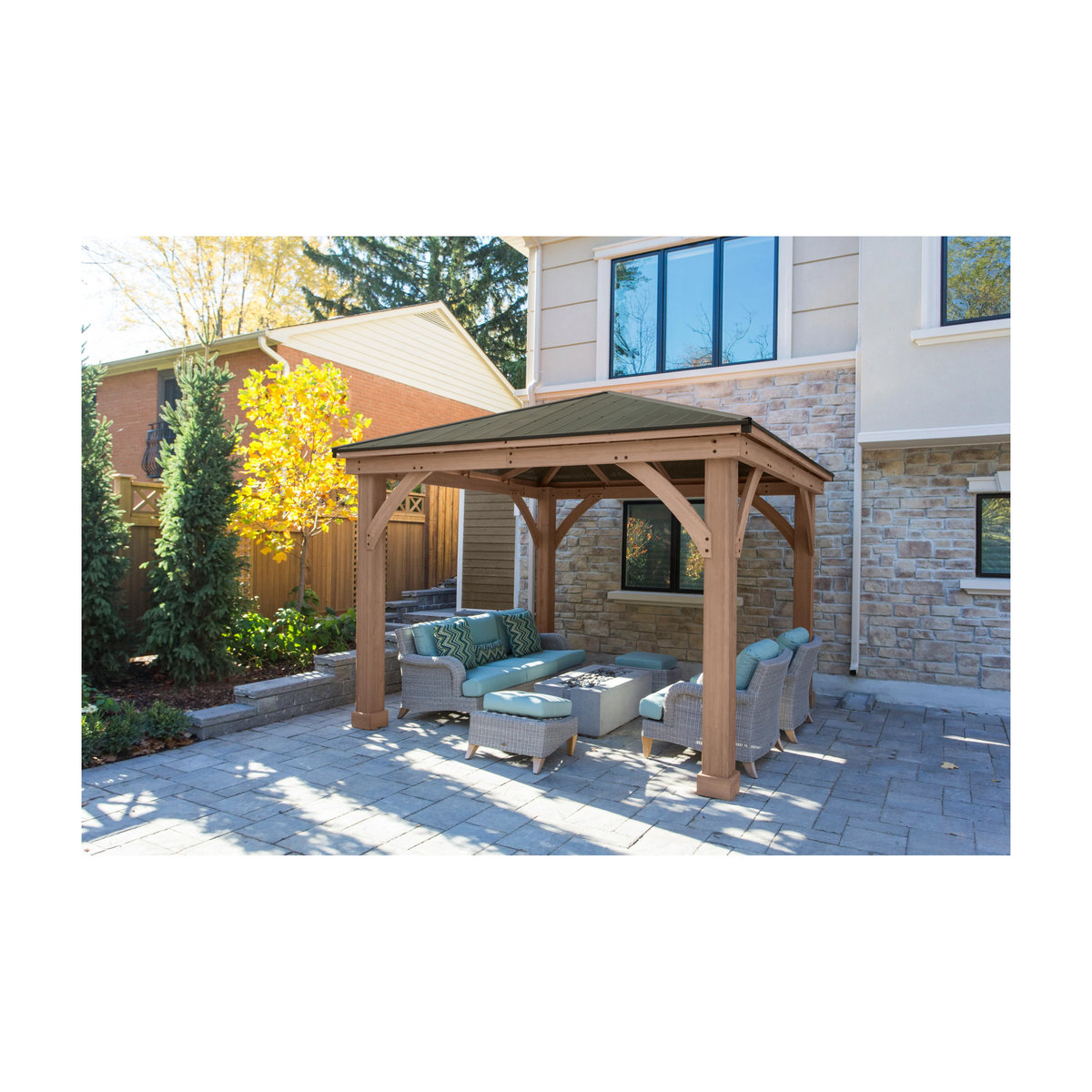 Holzpavillon Westmann Devon 12x12 in Natur, B/T/H: 366 x 366 x 320 cm - Bild 2
