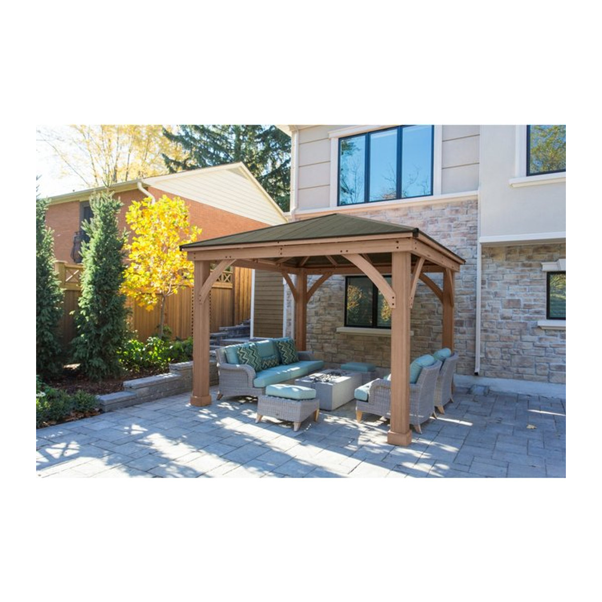 Holzpavillon Westmann Devon 12x12 in Natur, B/T/H: 366 x 366 x 320 cm - Bild 4