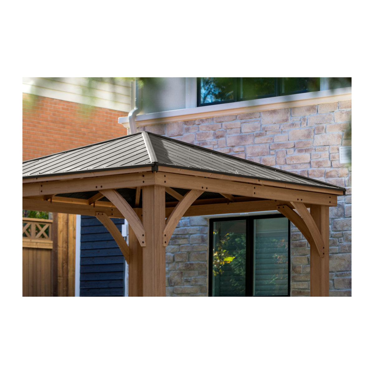 Holzpavillon Westmann Devon 12x12 in Natur, B/T/H: 366 x 366 x 320 cm - Bild 5