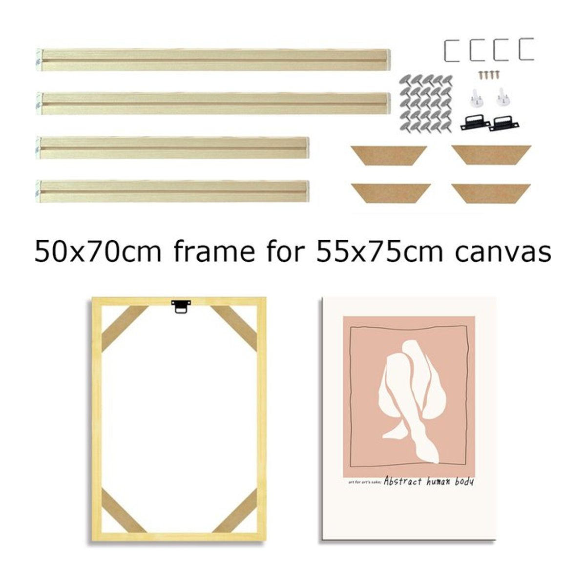 Holzrahmen von Little PP in Beige für Leinwanddrucke und Diamantmalerei DIY Kit, B/H: 50 x 70 cm - Bild 1
