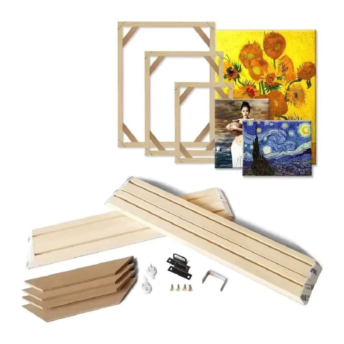 Holzrahmen von Little PP in Beige für Leinwanddrucke und Diamantmalerei DIY Kit, B/H: 50 x 70 cm - Bild 2