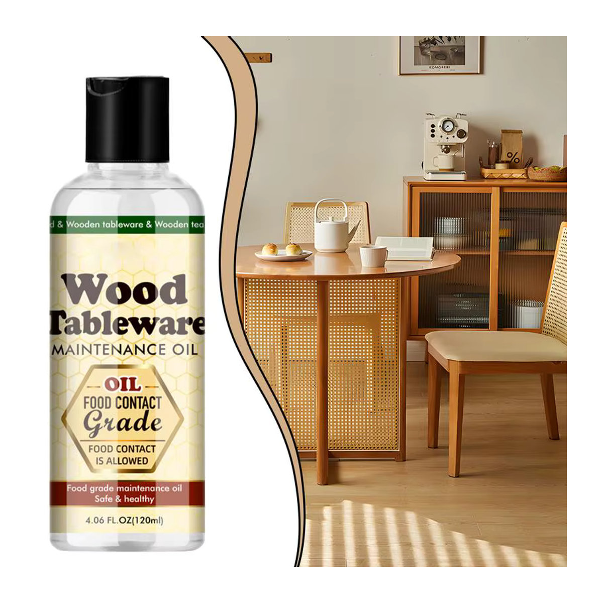 Holzschneidebrett Pflegeöl Conditioner für Tee-Sets und Holzmöbel, 120 ml - Bild 2