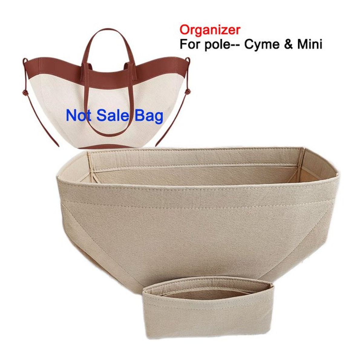 HOM RIOS Taschen-Organizer Einsatzfutter für Cyme Mini-Tragetasche in Rosa und Beige - Bild 1