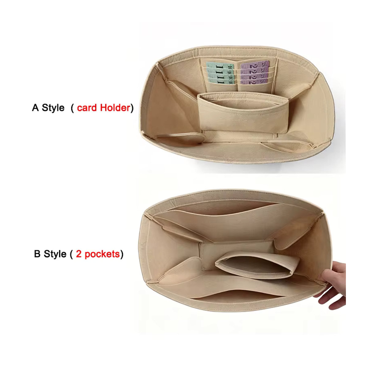 HOM RIOS Taschen-Organizer Einsatzfutter für Cyme Mini-Tragetasche in Rosa und Beige - Bild 2