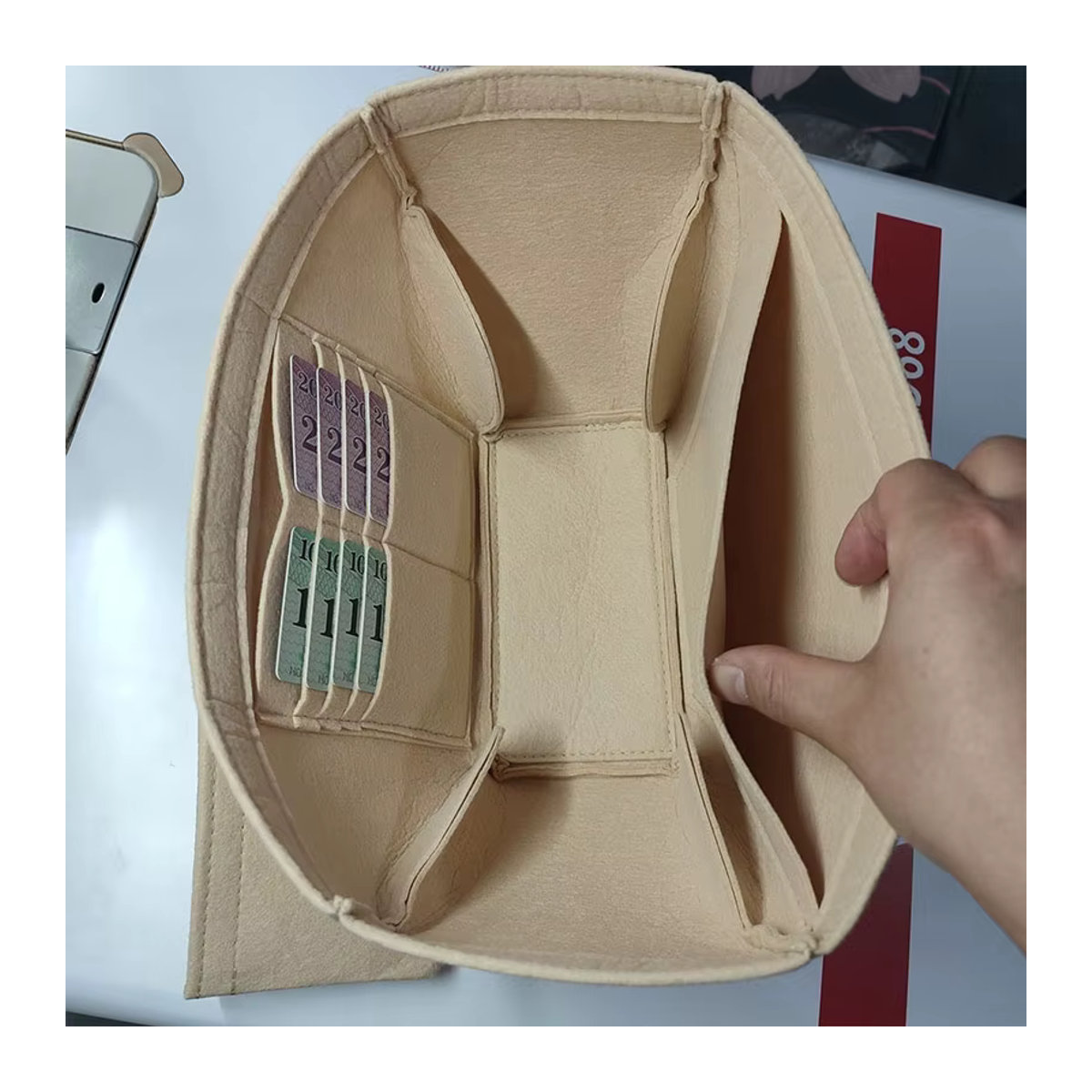 HOM RIOS Taschen-Organizer Einsatzfutter für Cyme Mini-Tragetasche in Rosa und Beige - Bild 3