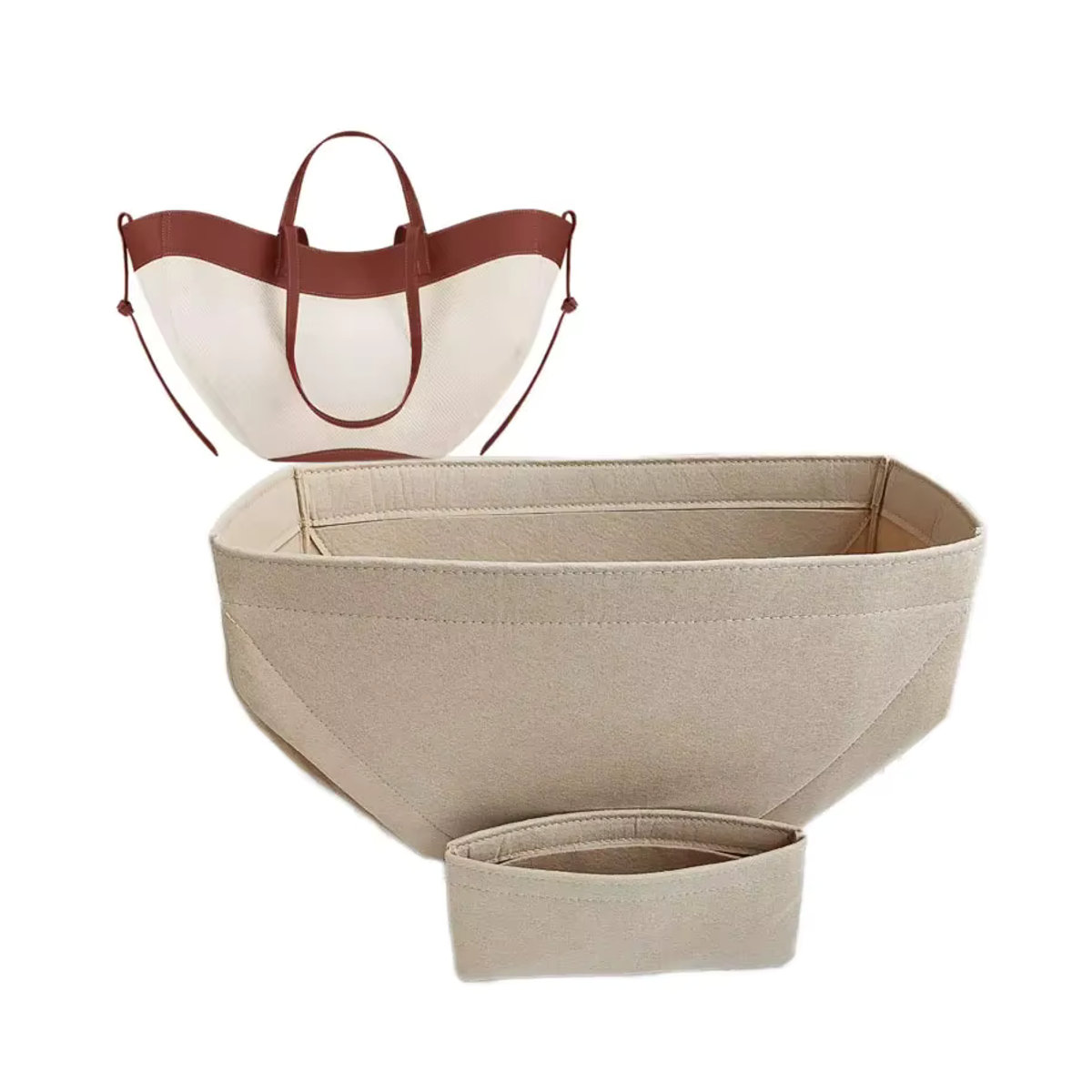 HOM RIOS Taschen-Organizer Einsatzfutter für Cyme Mini-Tragetasche in Rosa und Beige - Bild 5