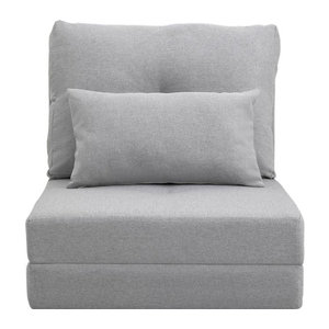 HOMCOM 2-in-1 Bodensessel und Schlafsofa mit verstellbarer Rückenlehne und Zierkissen, Leinen, Grau
