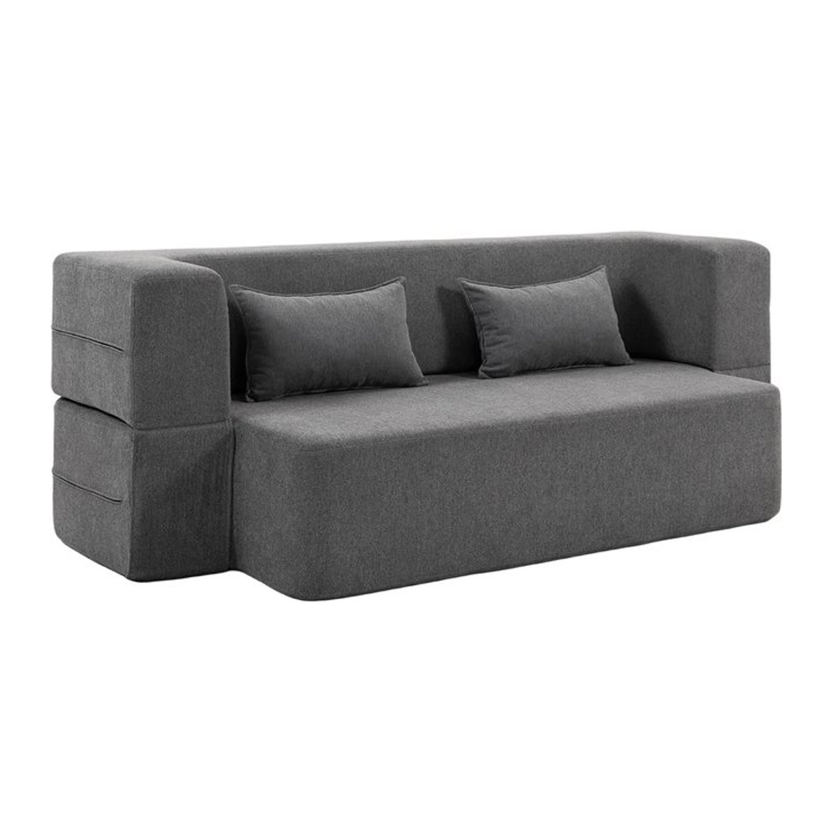 HOMCOM 2-Sitzer Schlafsofa aus weichem Chenille in Grau mit 2 Kissen und hochdichtem Schaumstoff - Bild 1