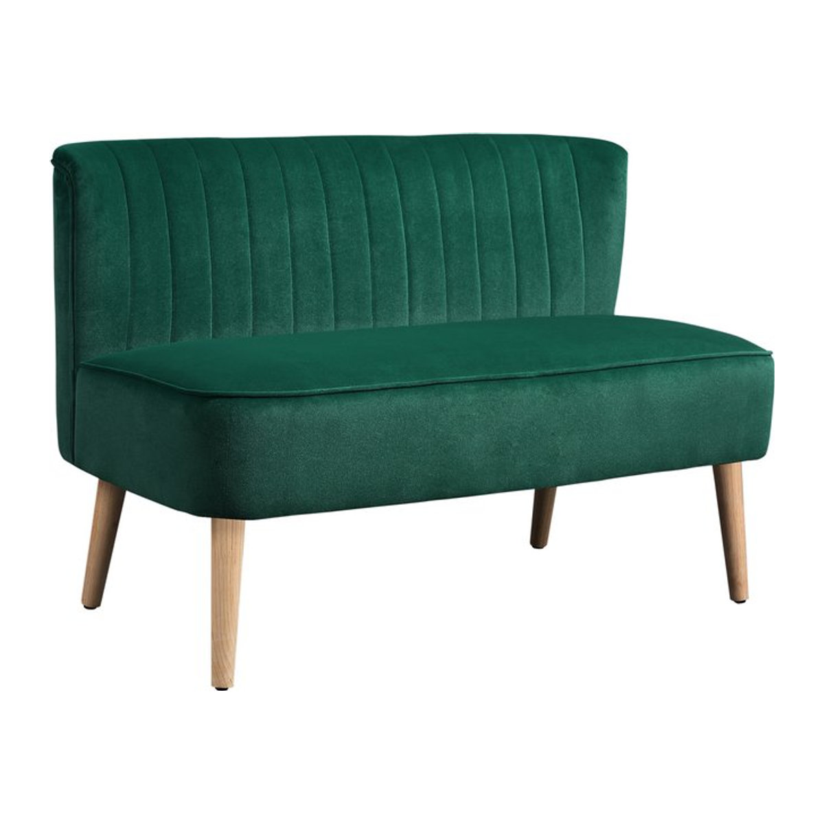 HOMCOM 2 Sitzer Sofa Modernes Polstersofa mit Samt-Optik in Dunkelgrün B/T/H: 117 x 56,5 x 77 cm - Bild 1