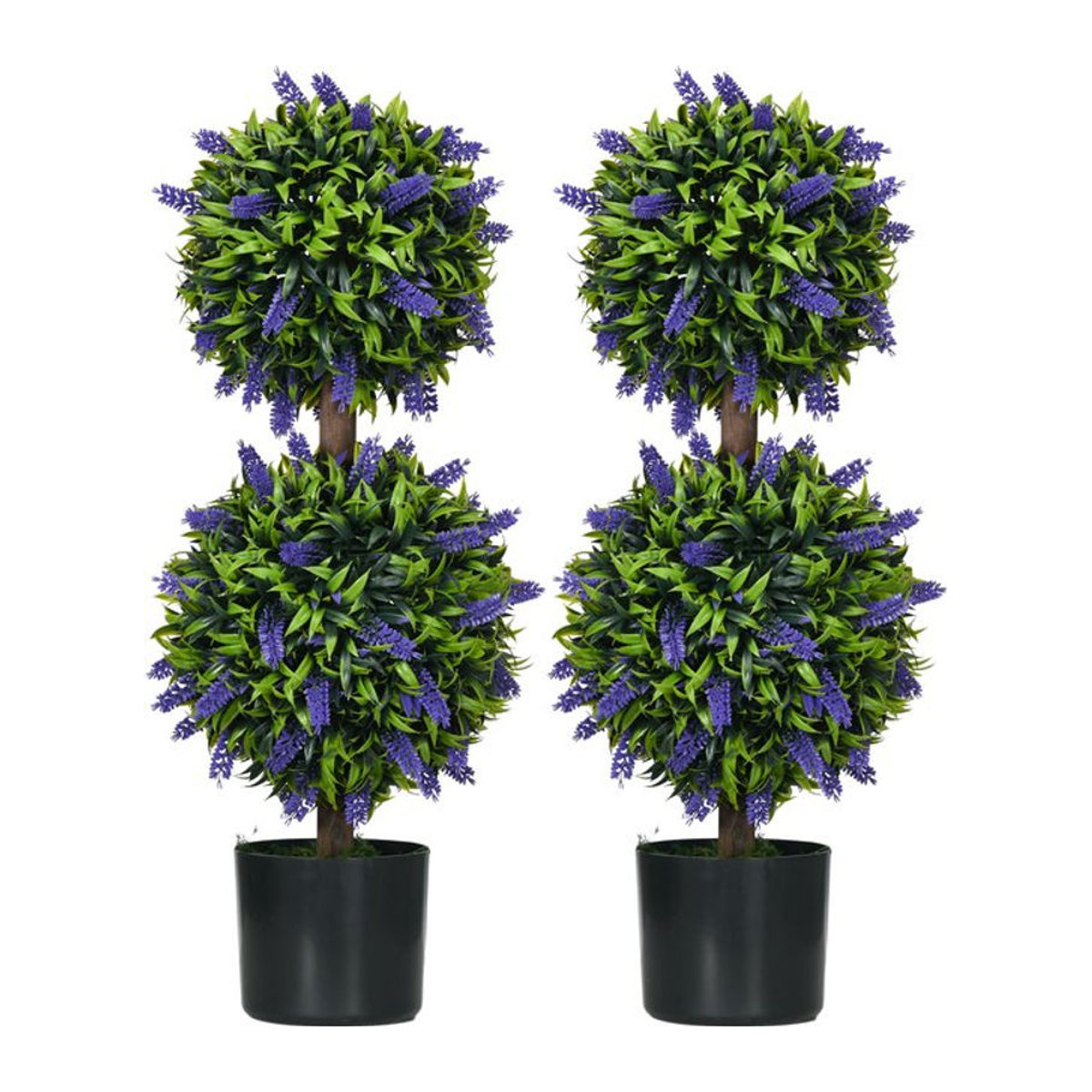 HOMCOM 2er-Set Künstliche Lavendelpflanzen in Grün mit Blumentopf, UV-beständig, Höhe: 70 cm - Bild 1