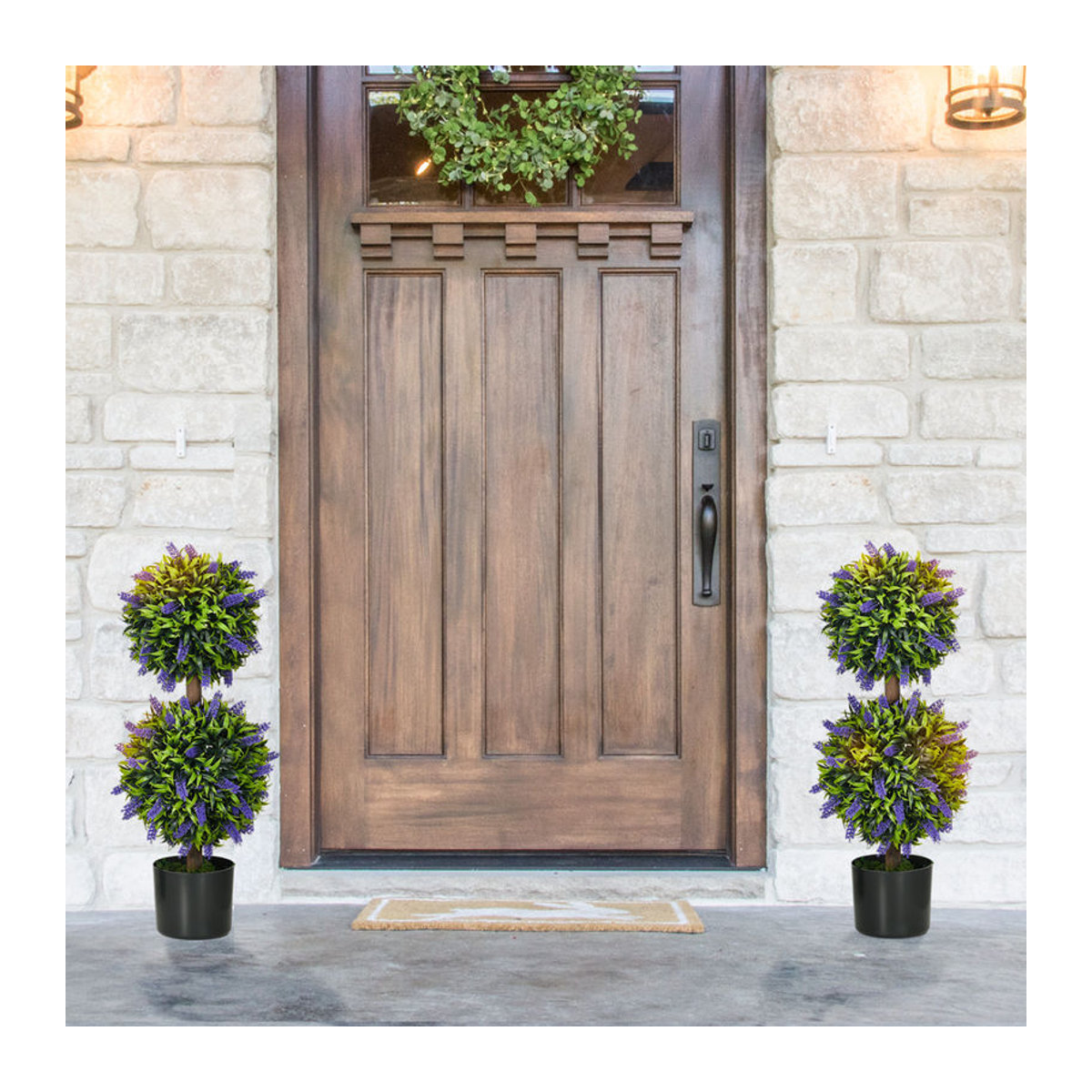 HOMCOM 2er-Set Künstliche Lavendelpflanzen in Grün mit Blumentopf, UV-beständig, Höhe: 70 cm - Bild 2