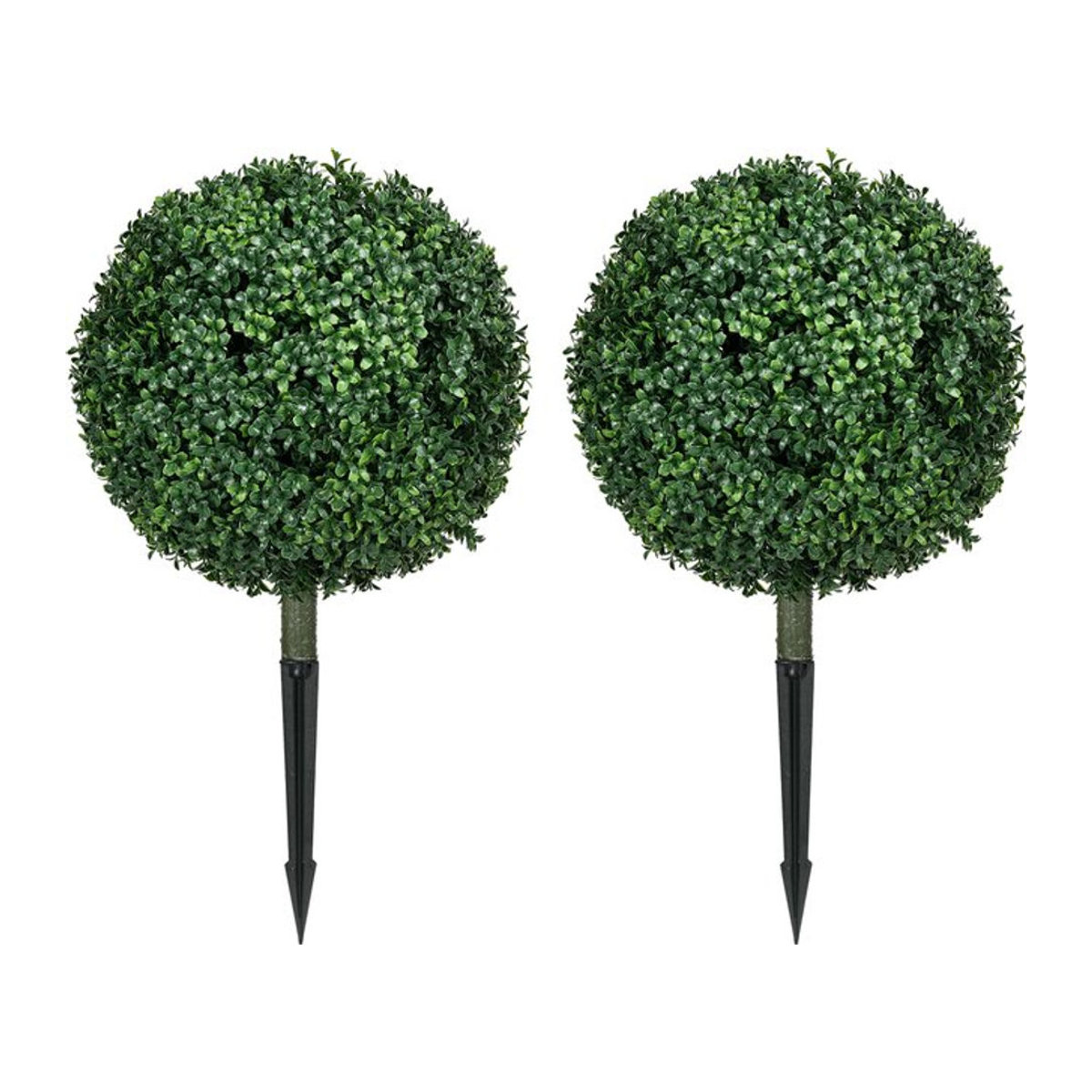 HOMCOM 2er-Set Künstlicher Buchsbaum Grün, 70 cm Höhe, UV-geschützte Kunstpflanze mit Bodenpfählen für Garten und Innenräume - Bild 1