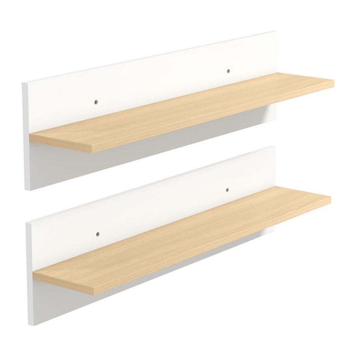 HOMCOM 2er-Set Wandregal Schweberegal in Weiß und Naturholz für Küche, Wohnzimmer oder Badezimmer, B/T/H: 80 x 20 x 16,5 cm - Bild 1