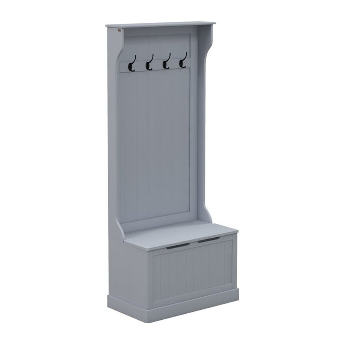 HOMCOM 3-in-1 Garderobenständer mit Schuhbank und 4 Haken, platzsparende Bodengarderobe aus MDF für Flur und Schlafzimmer, Grau, B/T/H: 71,5 x 39,5 x 170 cm - Bild 1