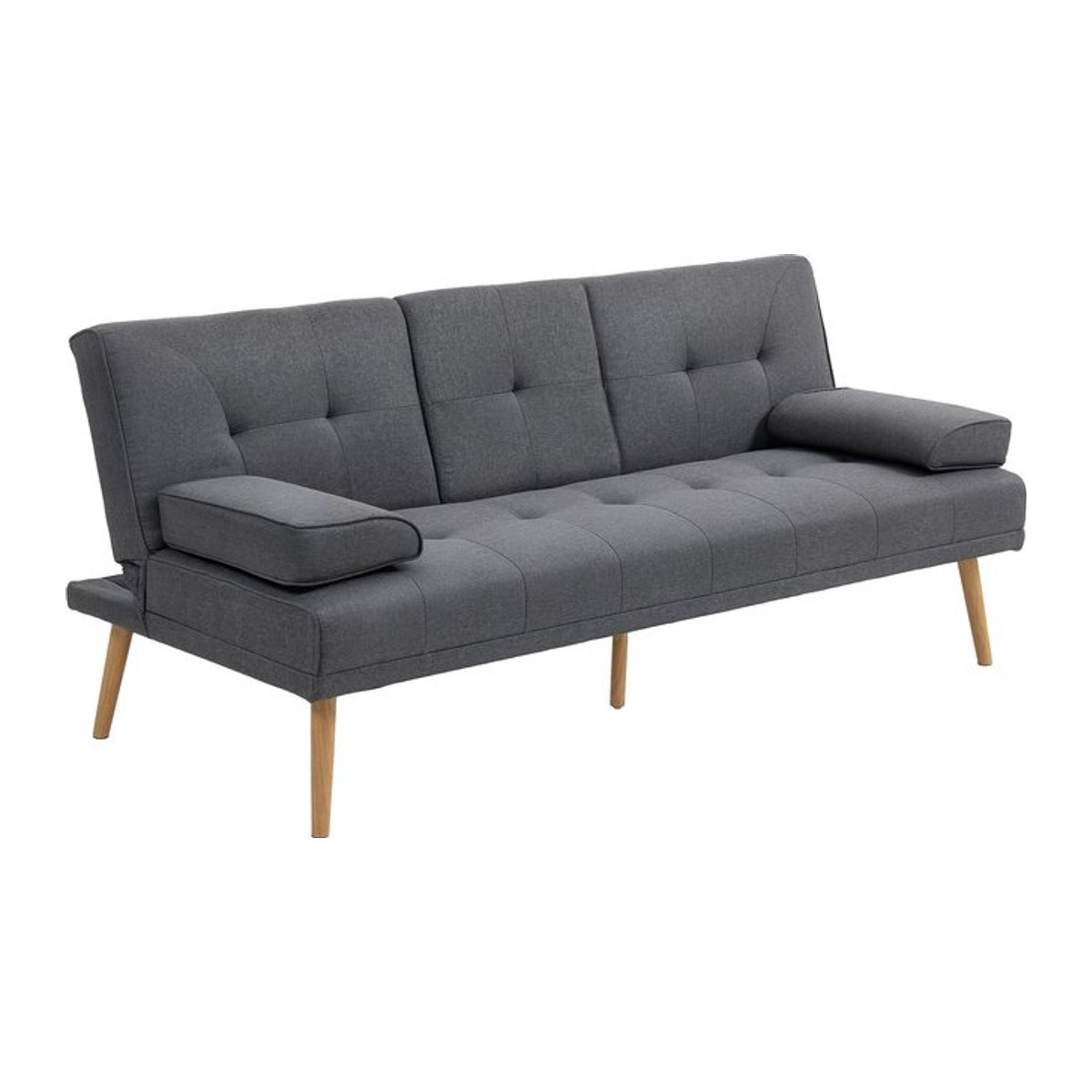 HOMCOM 3-Sitzer Schlafsofa im Skandi-Design mit Becherhalter und verstellbarer Rückenlehne, Grau, B/T/H: 181 x 95,5 x 72 cm - Bild 1
