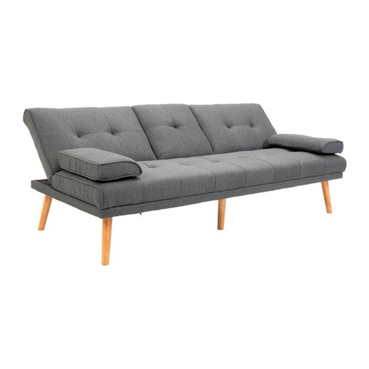 HOMCOM 3-Sitzer Schlafsofa im Skandi-Design mit Becherhalter und verstellbarer Rückenlehne, Grau, B/T/H: 181 x 95,5 x 72 cm - Bild 3