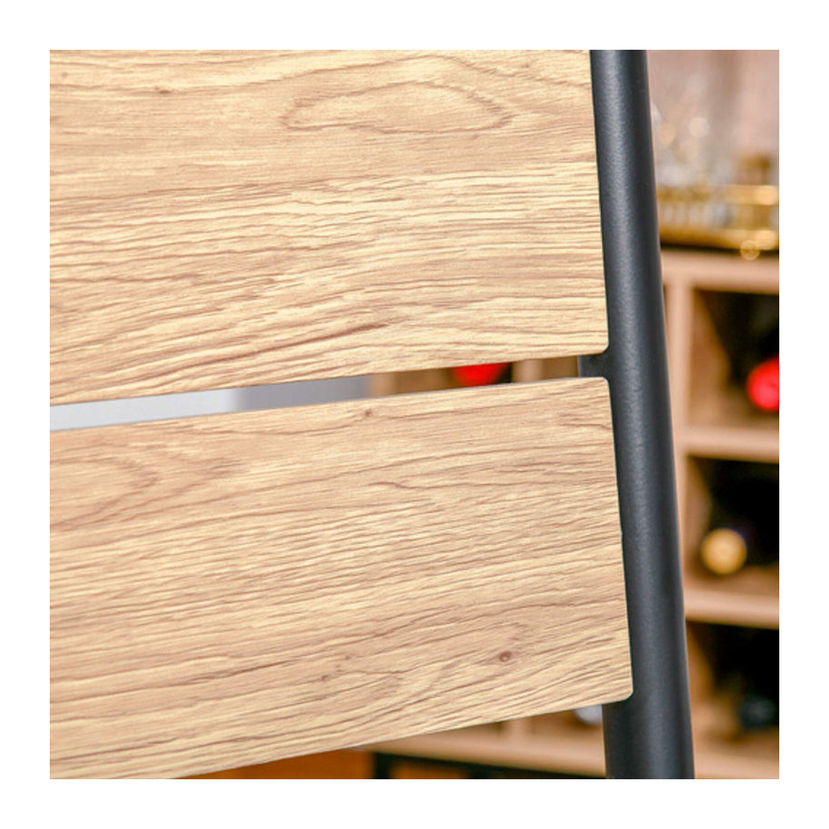 HOMCOM 3-teilige Essgruppe im Industrial Design mit Esstisch und 2 Stühlen, Natur und Schwarz, B/H/T: 70 x 76 x 70 cm - Bild 6