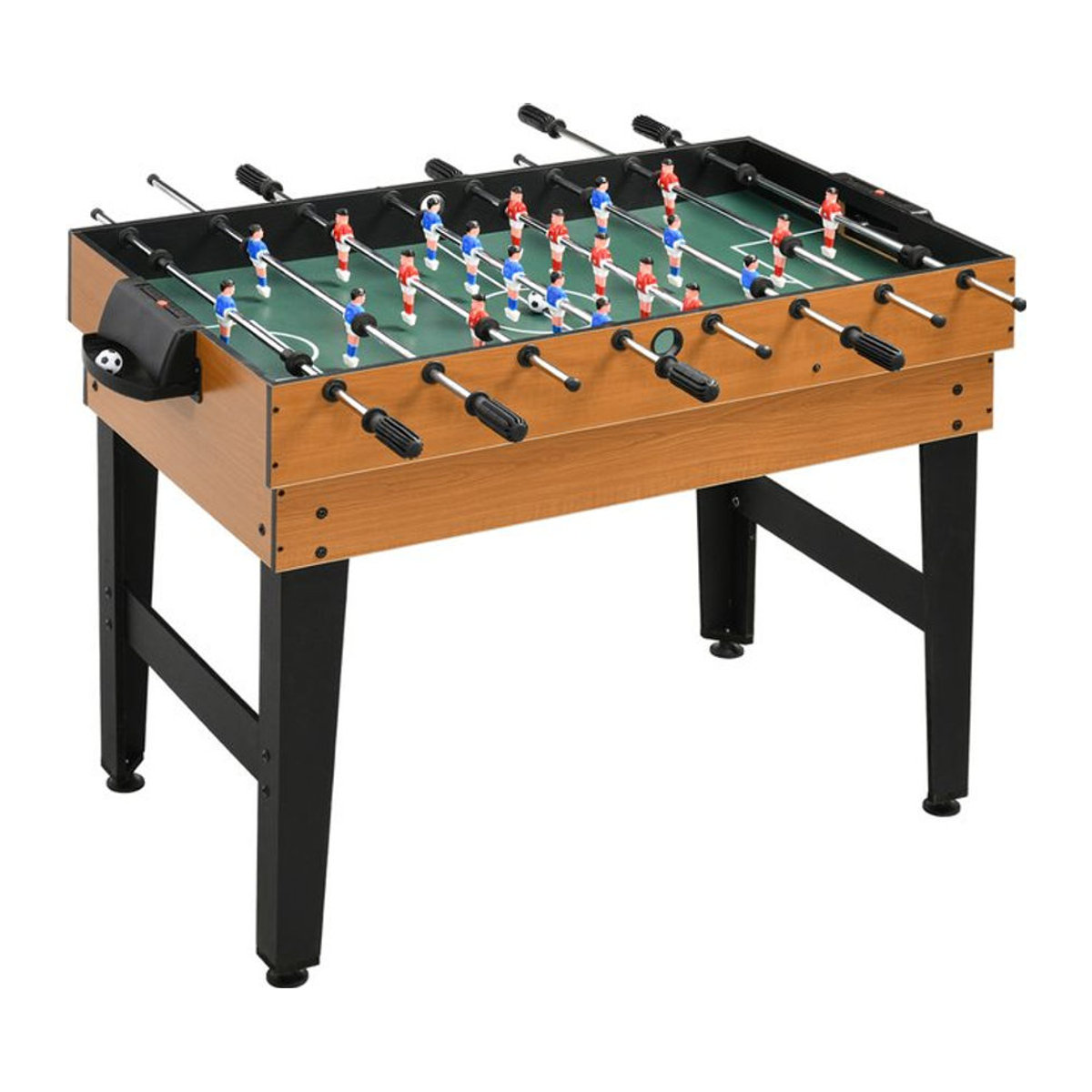 HOMCOM 4 in 1 Multigame Spieltisch mit Tischtennis, Kicker, Billard und Tischhockey, Naturholz und Schwarz, B/H/L: 61 x 84,5 x 107 cm - Bild 1