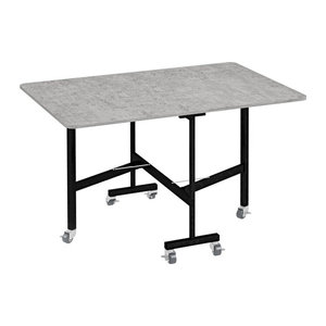 HOMCOM Ausziehbarer Esstisch in Grau mit Rollen und Stahlbeinen für 4-6 Personen, Rechteckig, B/T/H: 52,5-120 x 80 x 73 cm