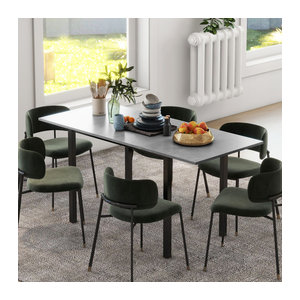 HOMCOM Ausziehtisch für 6 Personen in Anthrazit mit Stahlgestell, moderner Esstisch für Küche und Esszimmer, B/T/H: 110-160 x 70 x 76 cm