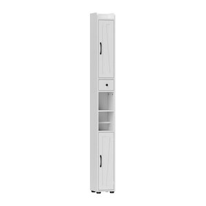 HOMCOM Badezimmerschrank Hochschrank in Weiß mit 2 Türen, Schublade und Toilettenpapierhalter, B/T/H: 20 x 20 x 185 cm