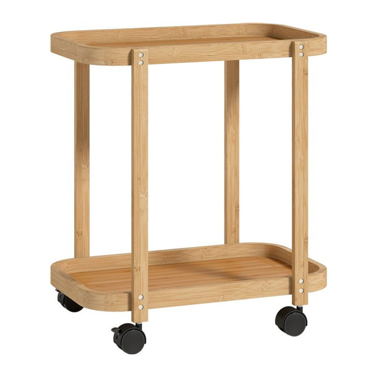 HOMCOM Bambus-Küchenwagen mit 2 Ebenen, rollbarer Beistellwagen in Natur, B/T/H: 54 x 36,5 x 60 cm - Bild 1