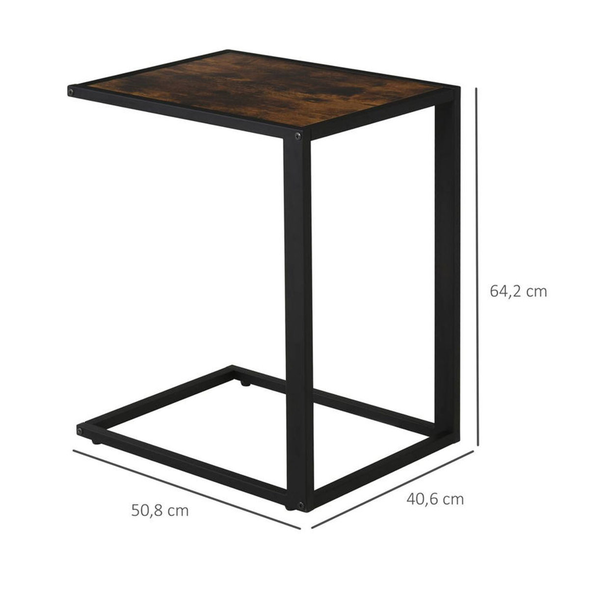 HOMCOM Beistelltisch Industrial Design in Braun und Schwarz aus Holzwerkstoff und Metall, B/H/T: 40,6 x 64,2 x 50,8 cm - Bild 1