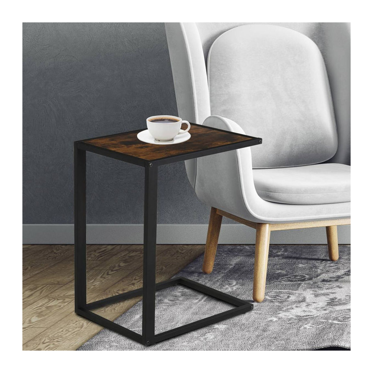HOMCOM Beistelltisch Industrial Design in Braun und Schwarz aus Holzwerkstoff und Metall, B/H/T: 40,6 x 64,2 x 50,8 cm - Bild 3
