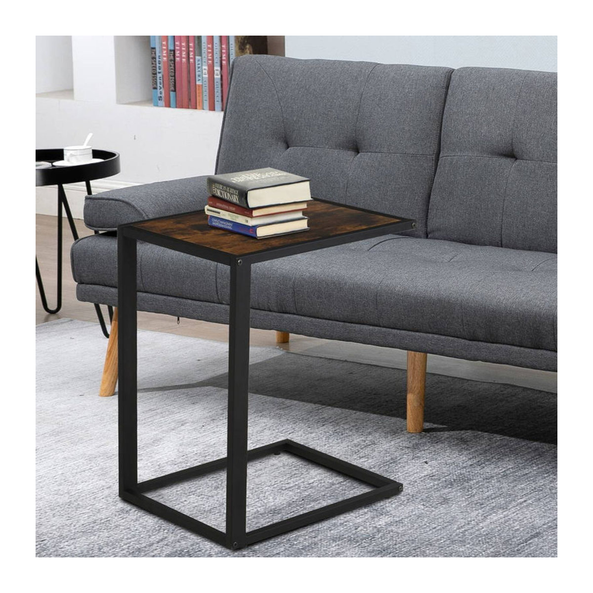 HOMCOM Beistelltisch Industrial Design in Braun und Schwarz aus Holzwerkstoff und Metall, B/H/T: 40,6 x 64,2 x 50,8 cm - Bild 4