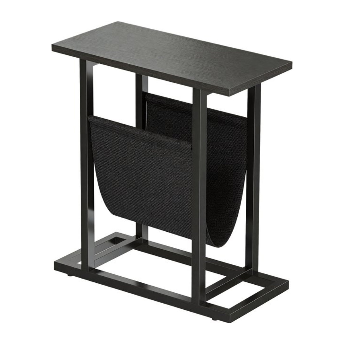 HOMCOM Beistelltisch mit Stofftasche in Schwarz, moderner Couchtisch im Industrial-Design mit Stahlrahmen, B/T/H: 49 x 19 x 55 cm - Bild 1