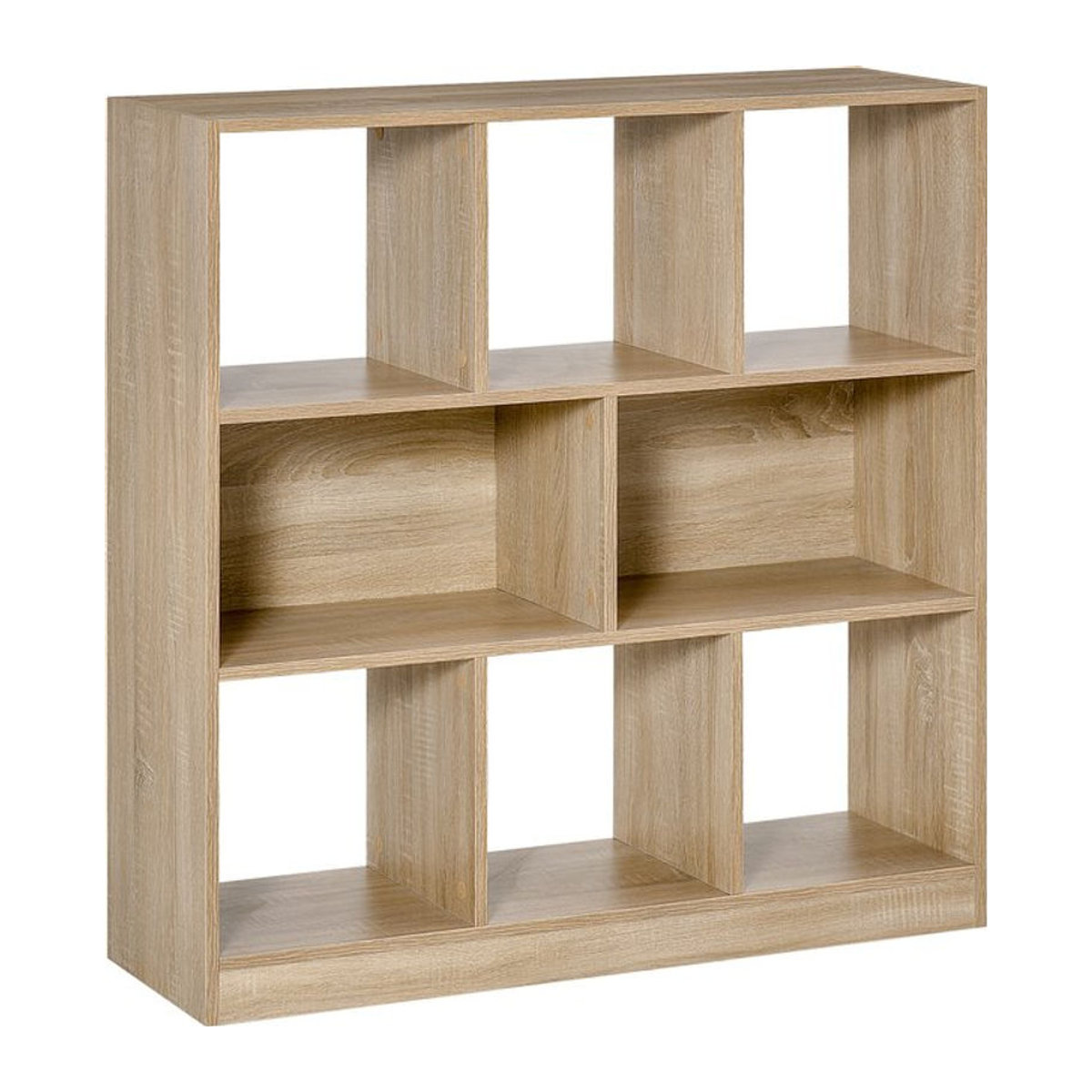 HOMCOM Bücherregal Eiche Natur 3-stöckig Modern Skandinavisch, B/T/H: 97,5 x 30 x 100 cm - Bild 1