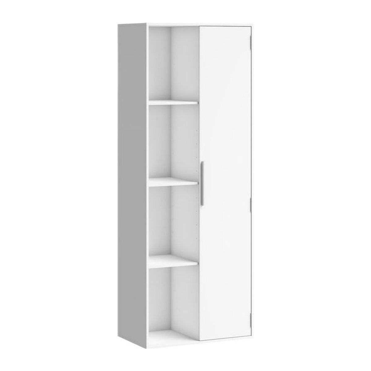 HOMCOM Bücherregal in Weiß mit 7 Ebenen, modernes Standregal mit Tür und 4 offenen Regalfächern, B/T/H: 60 x 35 x 160 cm - Bild 1