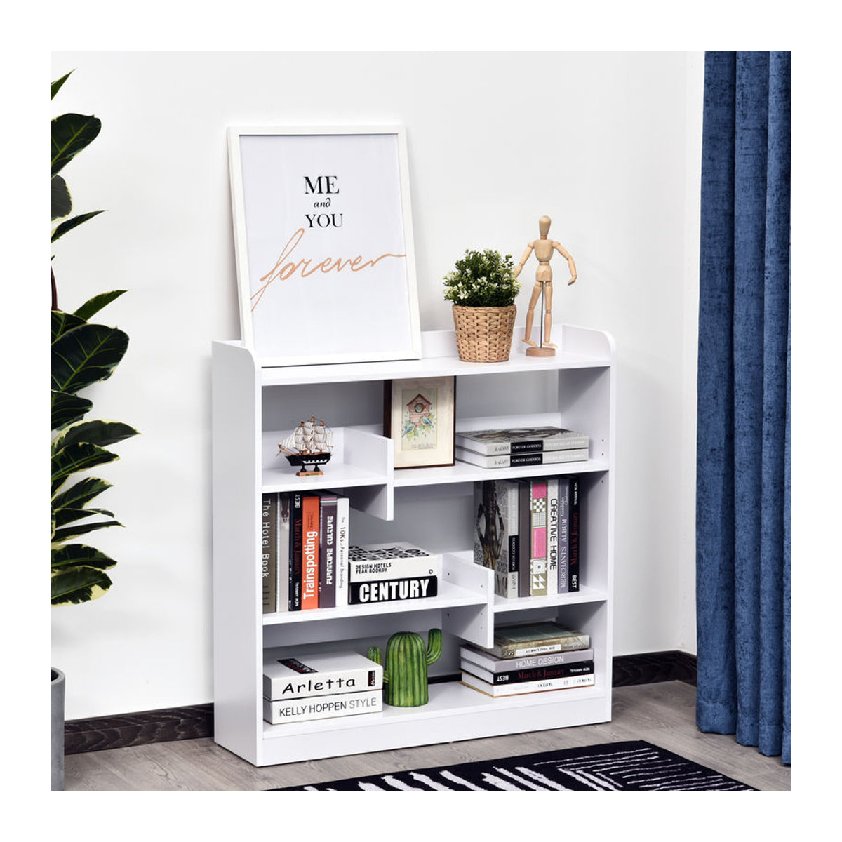 HOMCOM Bücherregal in Weiß, modernes und minimalistisches Aufbewahrungsmöbel aus Holzwerkstoff mit 4 Ebenen, B: 90 cm, T: 24 cm, H: 91 cm - Bild 1