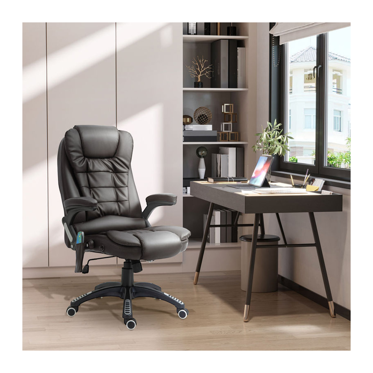 HOMCOM Chefsessel mit Massagefunktion und Wärmefunktion aus Kunstleder in Braun oder Schwarz, Breite: 68 cm - Bild 2